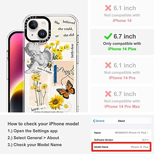 MOSNOVO תואם למקרה של iPhone 14 Plus, [Buffertech 6.6 ft Drop Impact] [Anti Peel Off Tech] ברור TPU פגוש